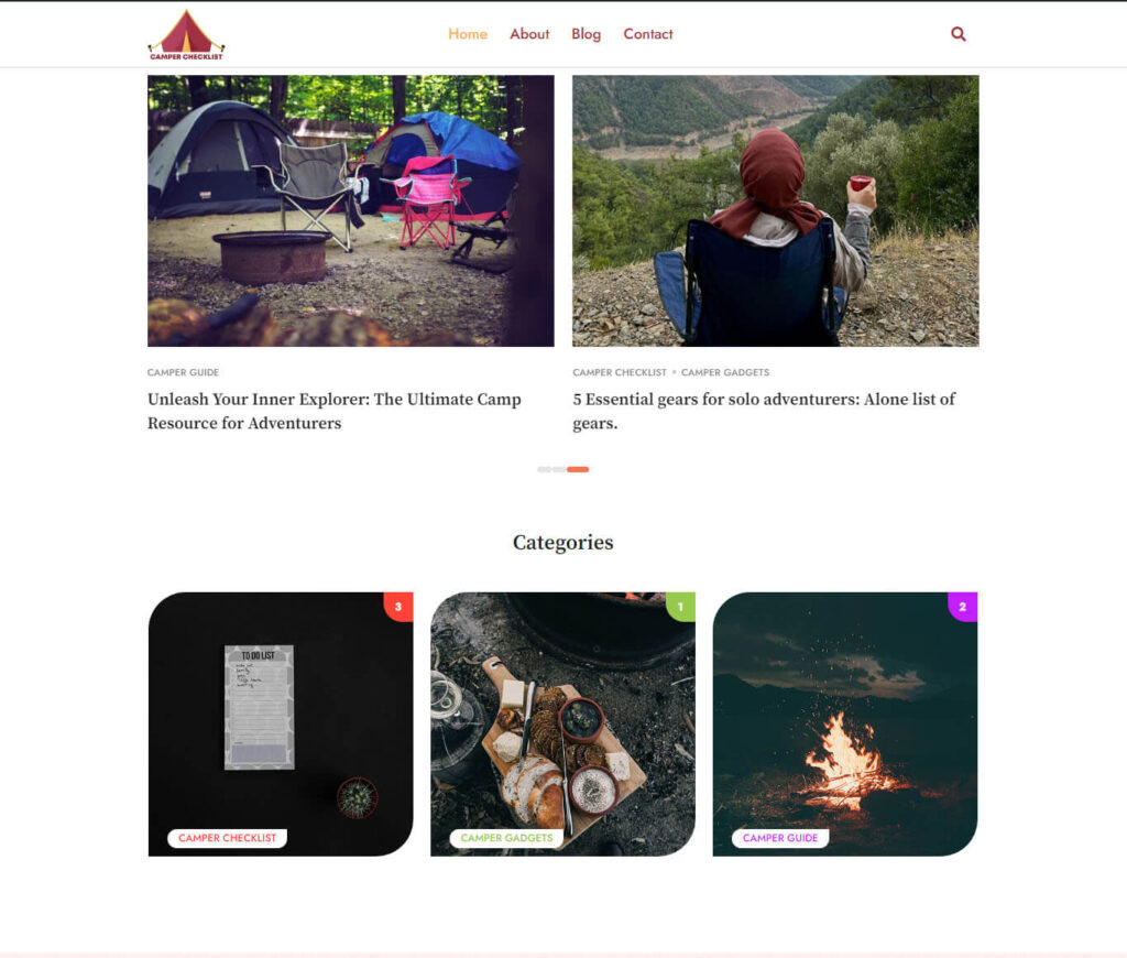 Camper Checklist Blog Design
