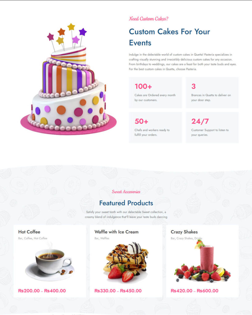 Pasteria Bakery Restaurant Website Design 2